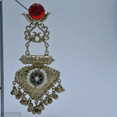 Antique Gold-Tone Dangler Earrings with Red Stone and ghungroo Embellishments - UB Jewellerys 