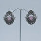 Antique Oxidized Earrings with Pink Stone and Horse Motif - UB Jewellerys 