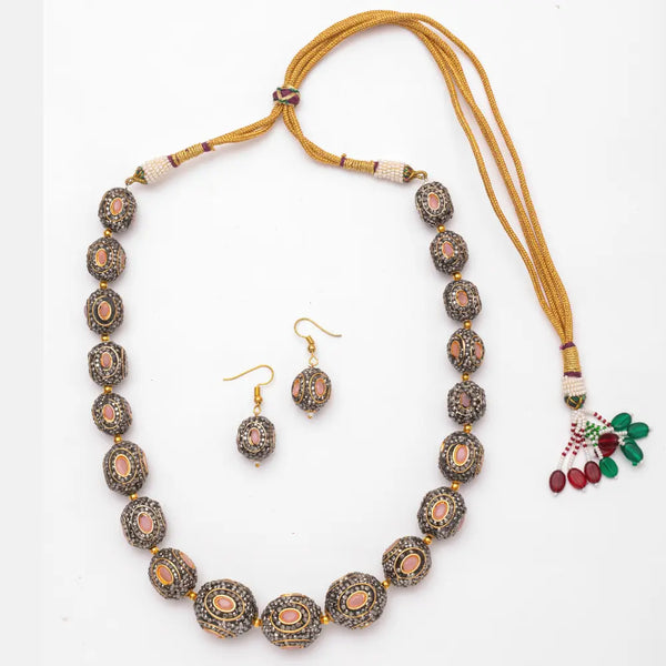 Bollywood inspired Antique Oxidized Beaded hand crafted Necklace Set | Traditional Indian Jewelry for Women - UB Jewellerys 