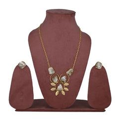 Chic Gold-Plated Floral Pearl Necklace Set - UB Jewellerys 