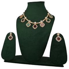 Elegant Kundan Polki Multicolor Necklace Set - UB Jewellerys 