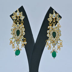 Elegant Kundan & Green Stone Chandbali Earrings – Traditional Imitation Jewellery - UB Jewellerys 