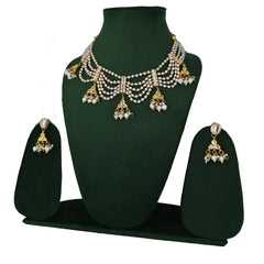 Elegant Multi-Layered Pearl & Kundan Necklace Set - UB Jewellerys 