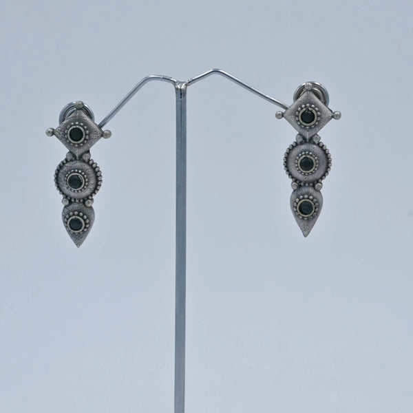 Elegant Oxidized Black Stone Stud Earrings - UB Jewellerys 
