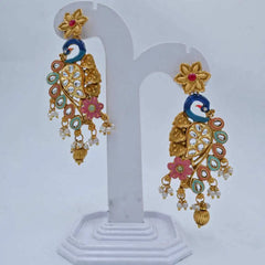 Elegant Peacock Design Kundan Earrings - UB Jewellerys 