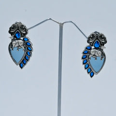 Elegant Blue Elephant-Themed Oxidized Earrings - UB Jewellerys 