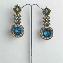 Elegant Blue and Gold Statement Imitation Earrings - UB Jewellerys 