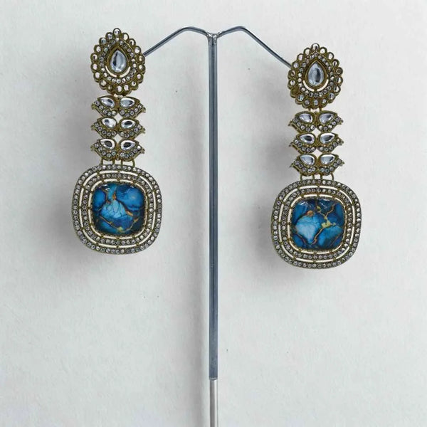 Elegant Blue and Gold Statement Imitation Earrings - UB Jewellerys 