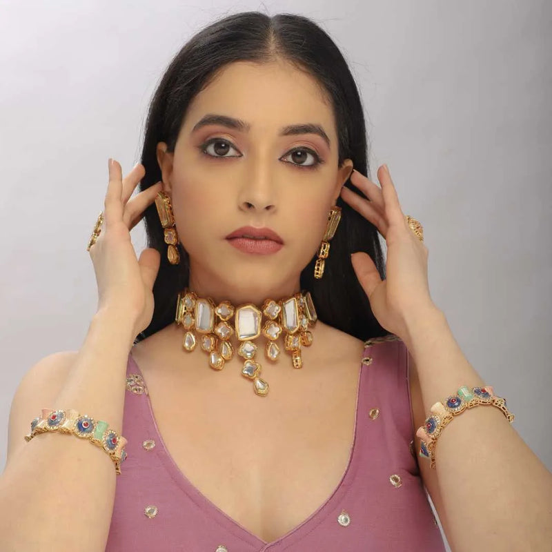 Elegant Imitation Kundan Choker Necklace Set - UB Jewellerys 