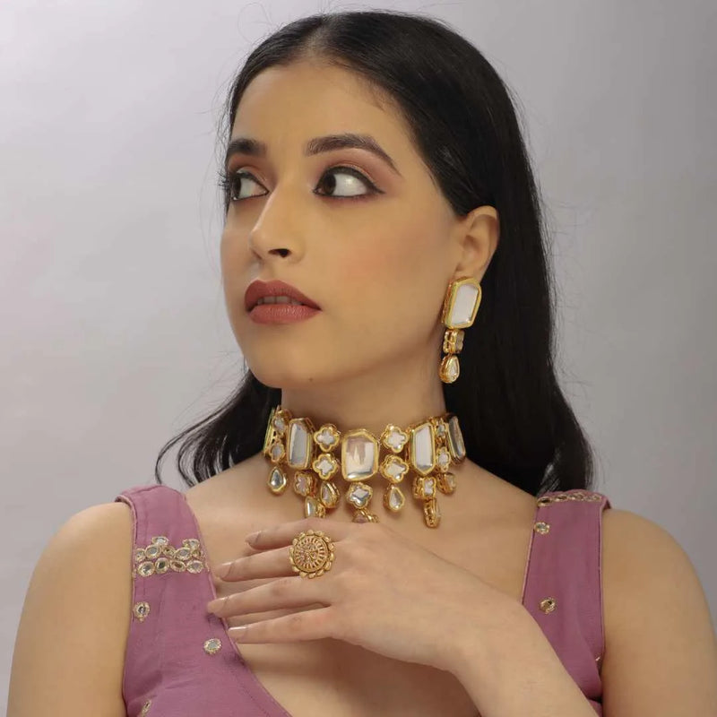 Elegant Imitation Kundan Choker Necklace Set - UB Jewellerys 