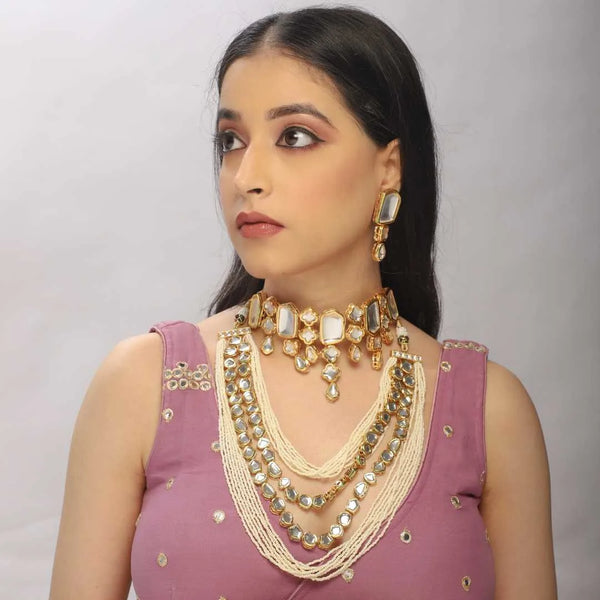 Elegant Imitation Kundan Choker Necklace Set - UB Jewellerys 