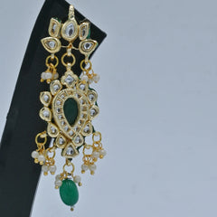 Elegant Kundan & Green Stone Chandbali Earrings – Traditional Imitation Jewellery - UB Jewellerys 