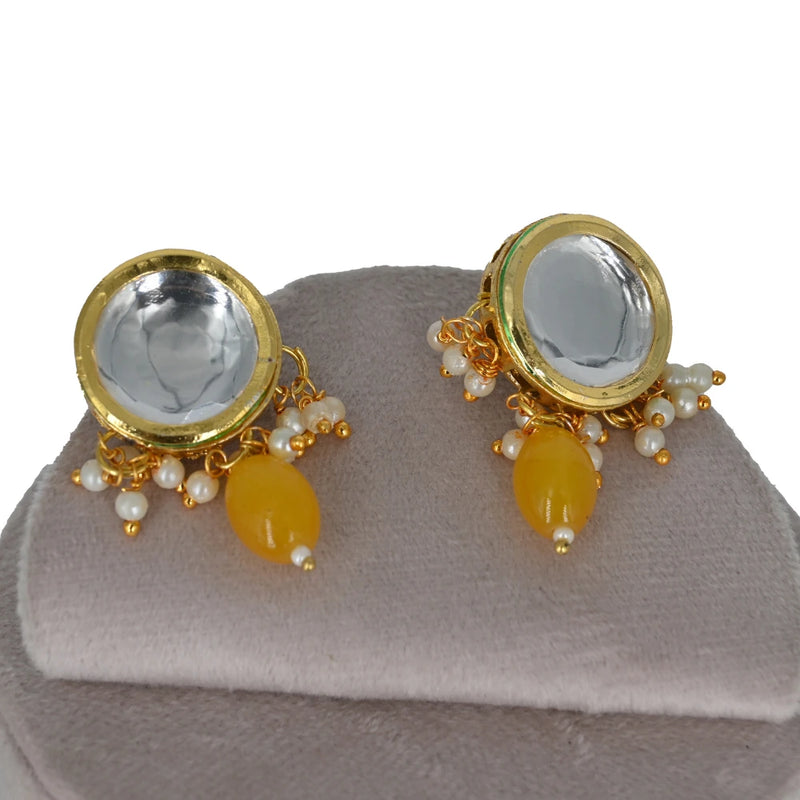 Royal Kundan Choker with Yellow Beads - UB Jewellerys 