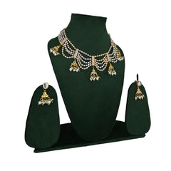 Elegant Multi-Layered Pearl & Kundan Necklace Set - UB Jewellerys 
