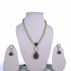 Elegant Purple Stone Necklace Set – Premium Imitation Jewelry - UB Jewellerys 