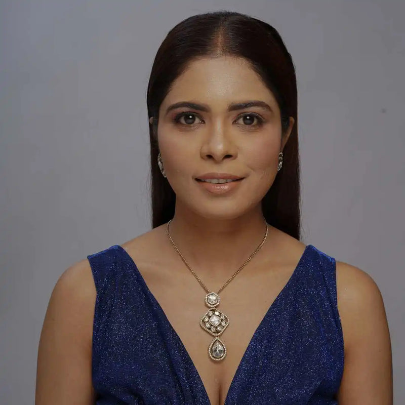 Elegant White Stone Pendant Necklace Set – Classic Imitation Jewelry - UB Jewellerys 