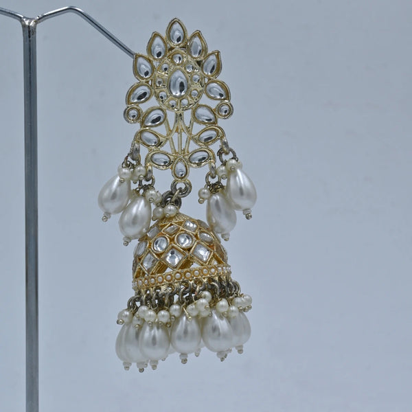 Gold-Tone Green Jhumka Earrings – Elegant Traditional Imitation Jewellery - UB Jewellerys 