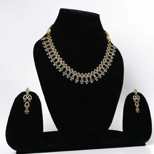 Gold-Tone american diamond Classic Imitation Jewelry Set – Necklace & Earrings - UB Jewellerys 
