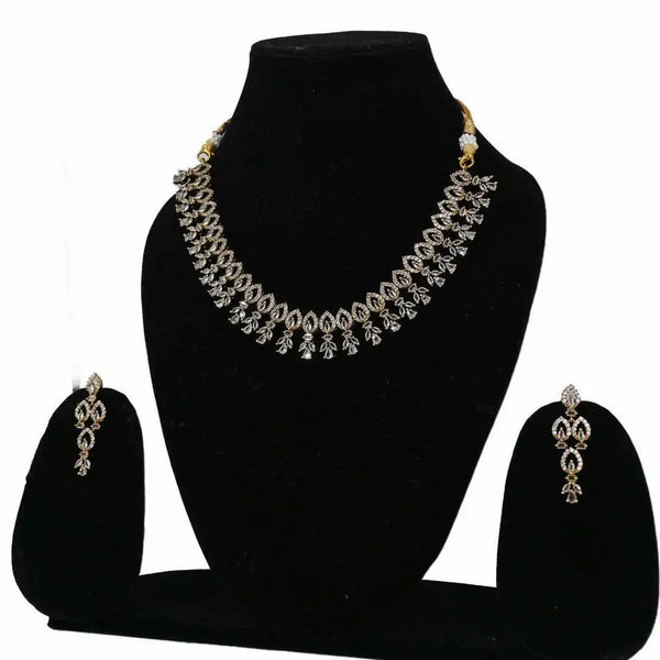 Gold-Tone american diamond Classic Imitation Jewelry Set – Necklace & Earrings - UB Jewellerys 