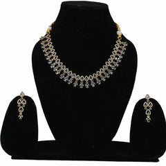 Gold-Tone american diamond Classic Imitation Jewelry Set – Necklace & Earrings - UB Jewellerys 