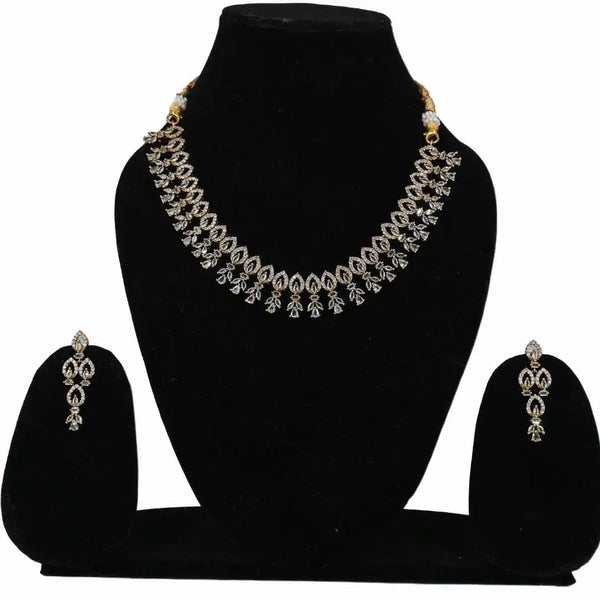 Gold-Tone american diamond Classic Imitation Jewelry Set – Necklace & Earrings - UB Jewellerys 