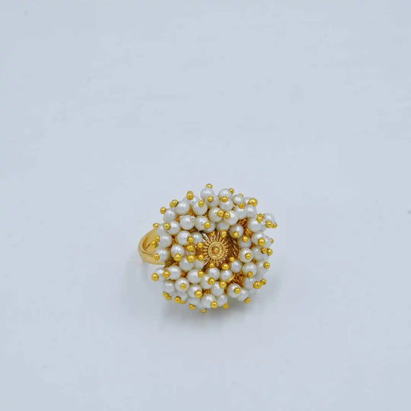 Gold Pearl Cluster Imitation Ring - UB Jewellerys 