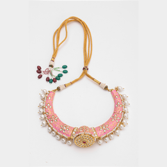 Handcrafted Kundan Meenakari Choker Necklace – Pearl & Enamel Bridal Jewelry - UB Jewellerys 