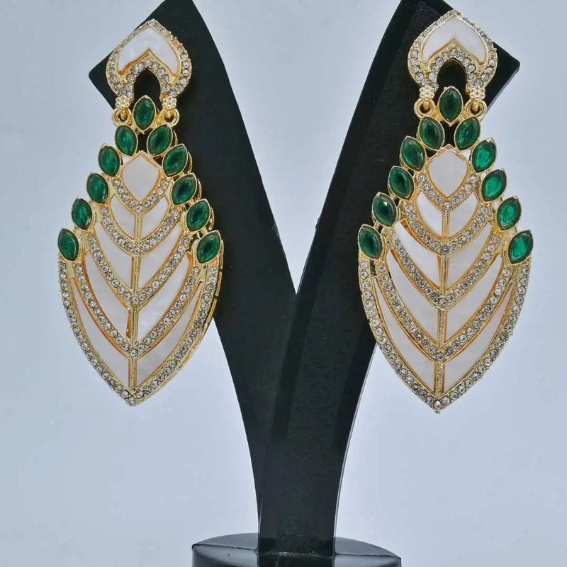Traditional Gold and White Kundan Chandbali Earrings - UB Jewellerys 