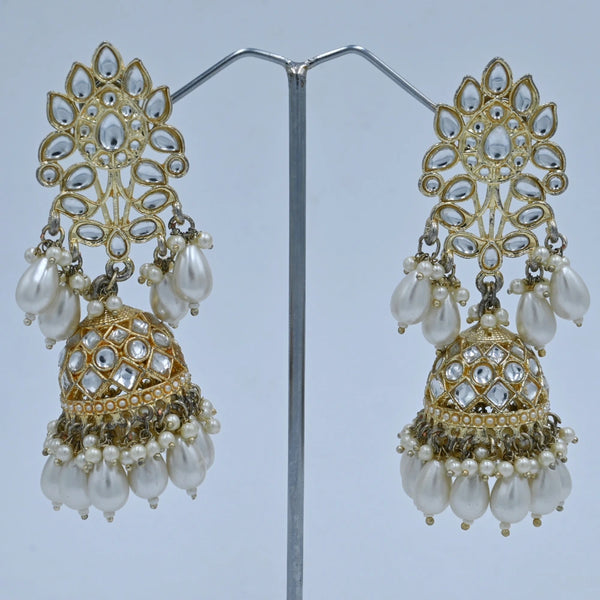 Majestic Kundan Pearl Jhumka Earrings – Traditional Imitation Jewellery - UB Jewellerys 