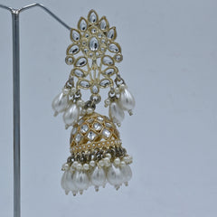 Majestic Kundan Pearl Jhumka Earrings – Traditional Imitation Jewellery - UB Jewellerys 