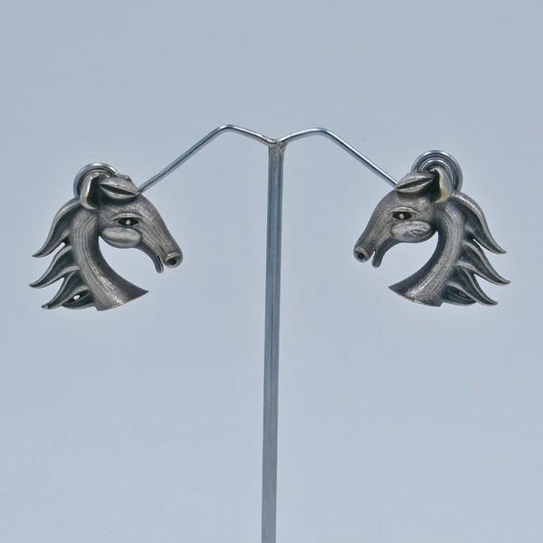 Oxidized Horse Head Stud Earrings - UB Jewellerys 