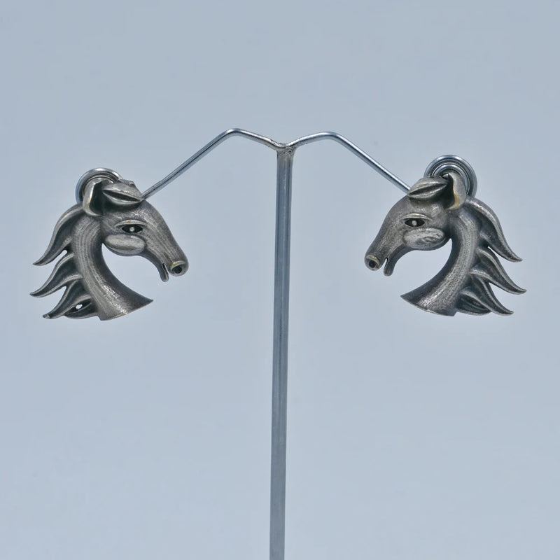 Oxidized Horse Head Stud Earrings - UB Jewellerys 