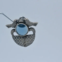 Oxidized Stud Earrings with Blue Stone and Bird Design - UB Jewellerys 