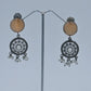 Oxidized Circular Dangler Earrings with Pearl Detailing - UB Jewellerys 