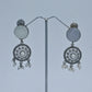 Oxidized Circular Dangler Earrings with Pearl Detailing - UB Jewellerys 