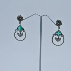 Oxidized Red Stone Dangler Earrings - UB Jewellerys 