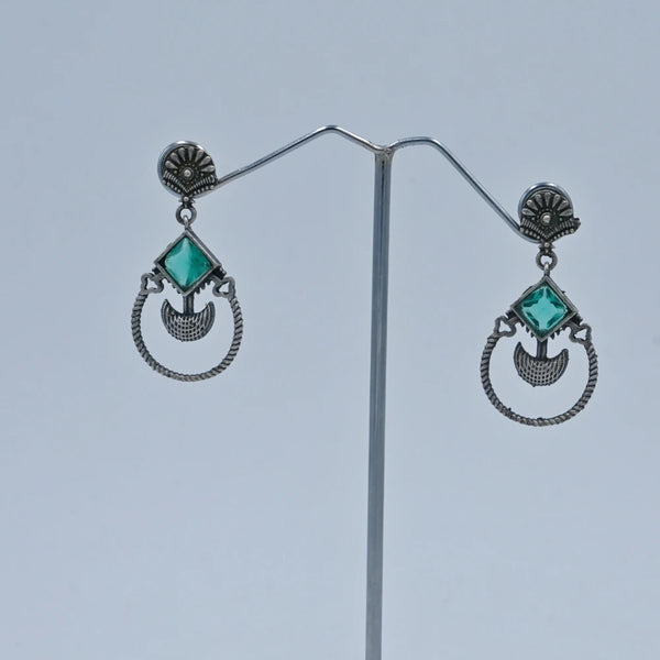 Oxidized Red Stone Dangler Earrings - UB Jewellerys 