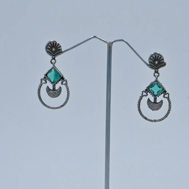 Oxidized Red Stone Dangler Earrings - UB Jewellerys 