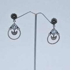 Oxidized Red Stone Dangler Earrings - UB Jewellerys 