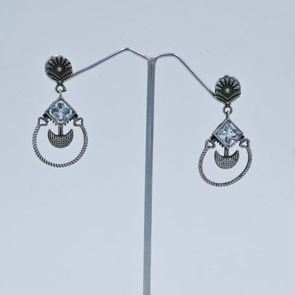 Oxidized Red Stone Dangler Earrings - UB Jewellerys 