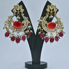 Royal Crescent Ruby Kundan Earrings - UB Jewellerys 