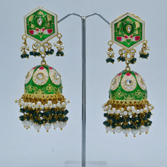 Royal Green Kundan Jhumka Earrings – Exquisite Imitation Jewellery - UB Jewellerys 