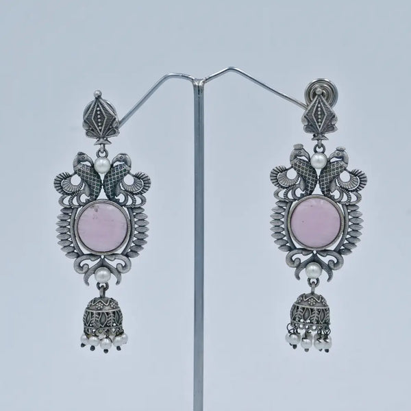 Royal Peacock Oxidized Jhumka Earrings - UB Jewellerys 