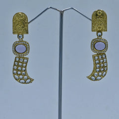 Royal Gold-Plated Kundan Crescent Earrings - UB Jewellerys 
