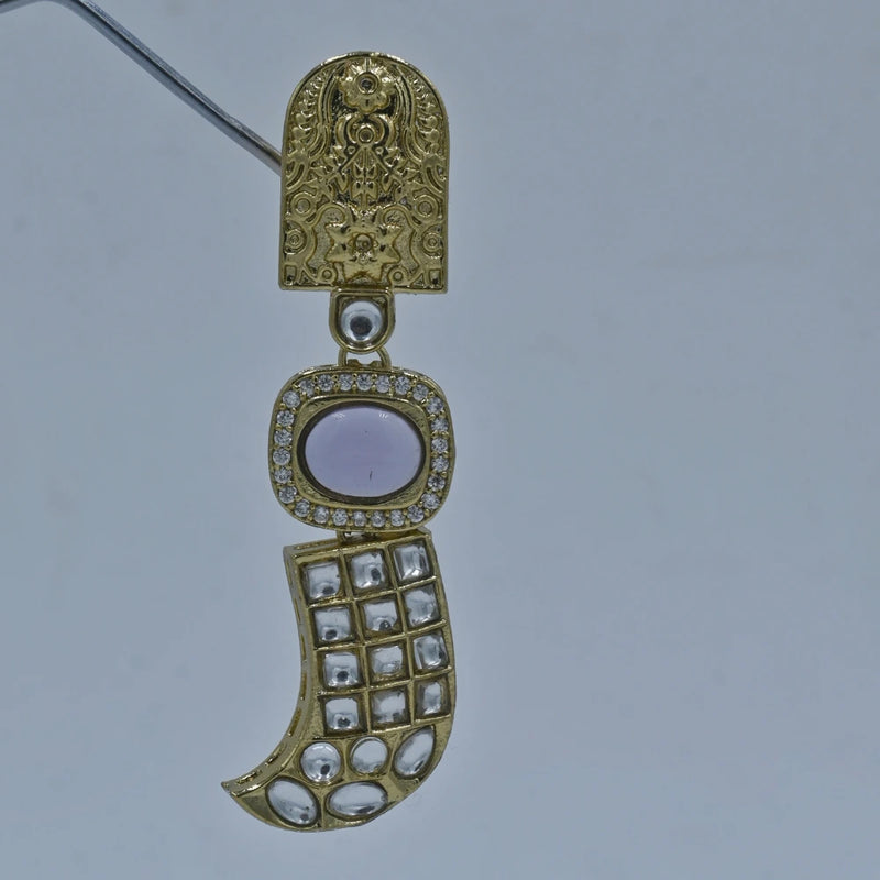 Royal Gold-Plated Kundan Crescent Earrings - UB Jewellerys 
