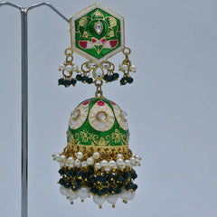 Royal Green Kundan Jhumka Earrings – Exquisite Imitation Jewellery - UB Jewellerys 