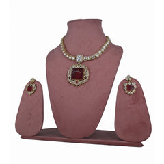 Royal Red Stone & Kundan Imitation Necklace Set - UB Jewellerys 