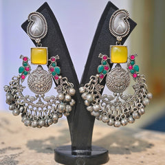 Traditional Oxidized Silver Jhumka Earrings - UB Jewellerys 