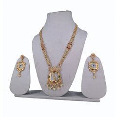 Traditional Antique-Inspired Imitation Necklace Set with Mirror Pendant - UB Jewellerys 