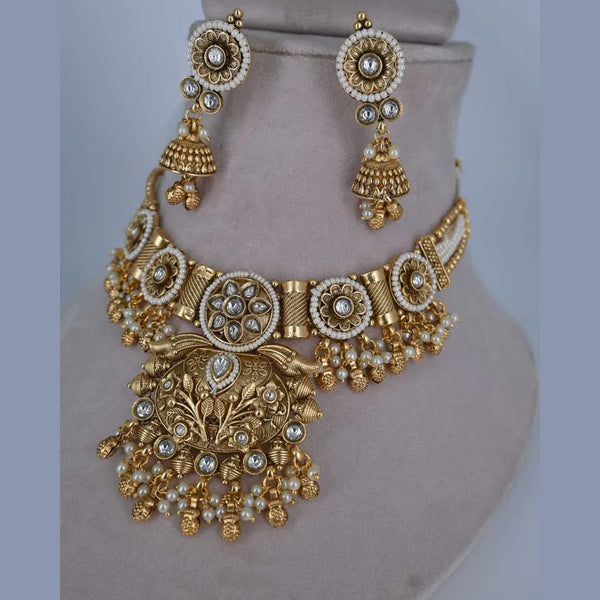 Traditional Gold-Toned Choker Necklace Set – Imitation Jewelry - UB Jewellerys 